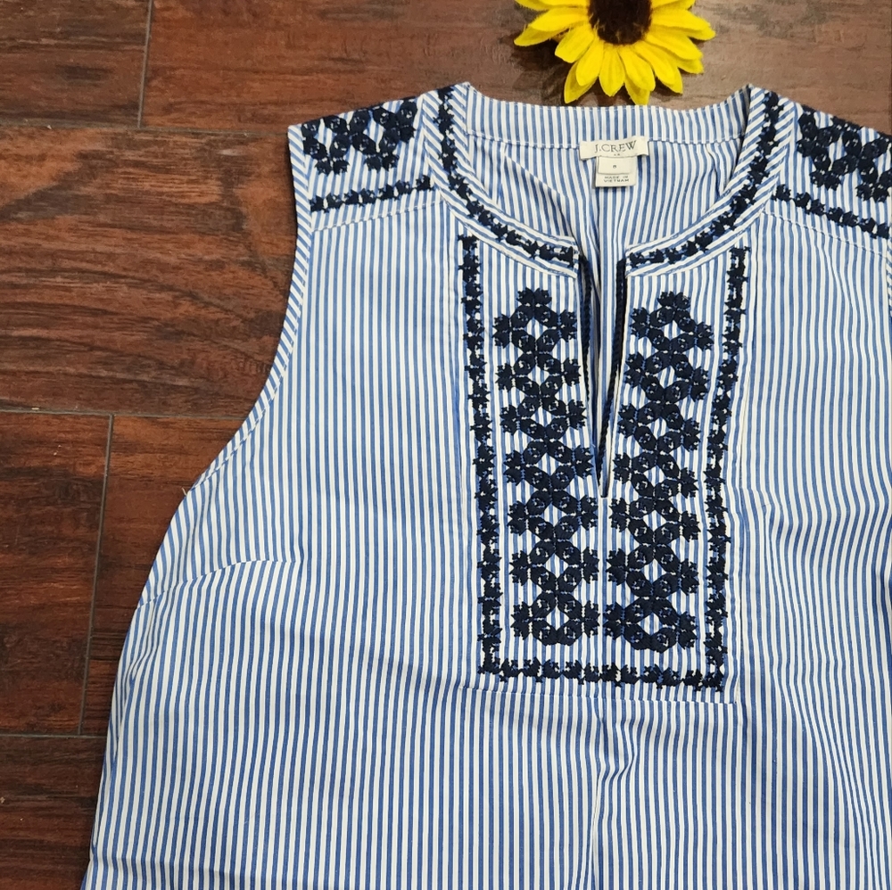 J.CREW EMBROIDERED STRIPED TANK TOP - Picture 5 of 9